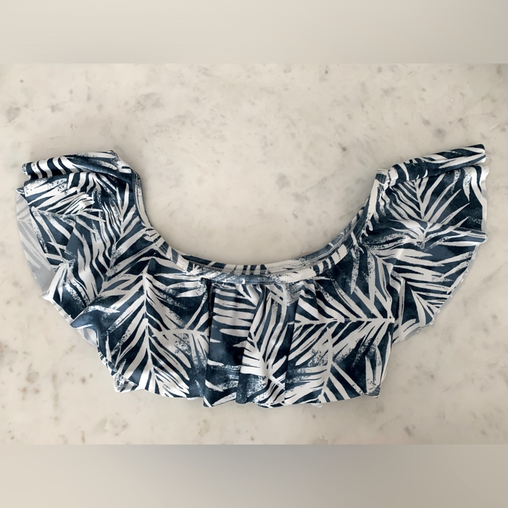 Splendid Women’s Shoulder Bandeau Swimsuit Bikini Top, Stormy Story Blue, XS